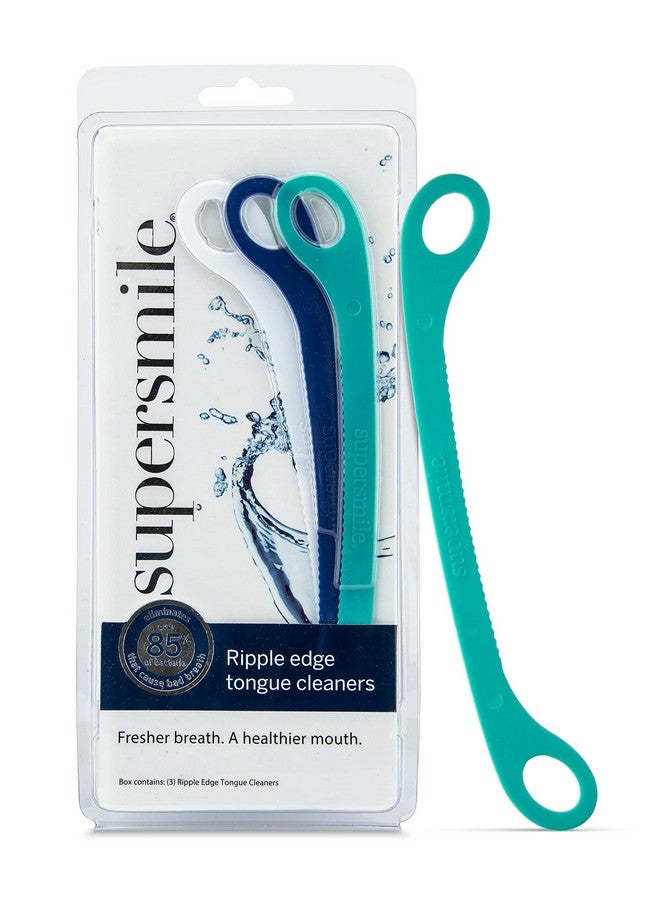 Supersmile Ripple Edge Tongue Cleaner, Ergonomic Reusable Tongue Scraper, 3 Count - Image 1