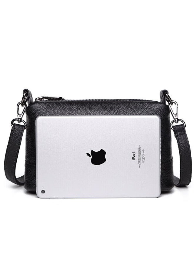 Crocodile Festival Top-grain Leather Women's Casual Crossbody Three-layer Zipper Bag, Simple Shoulder Handbag 1355 - Image 2