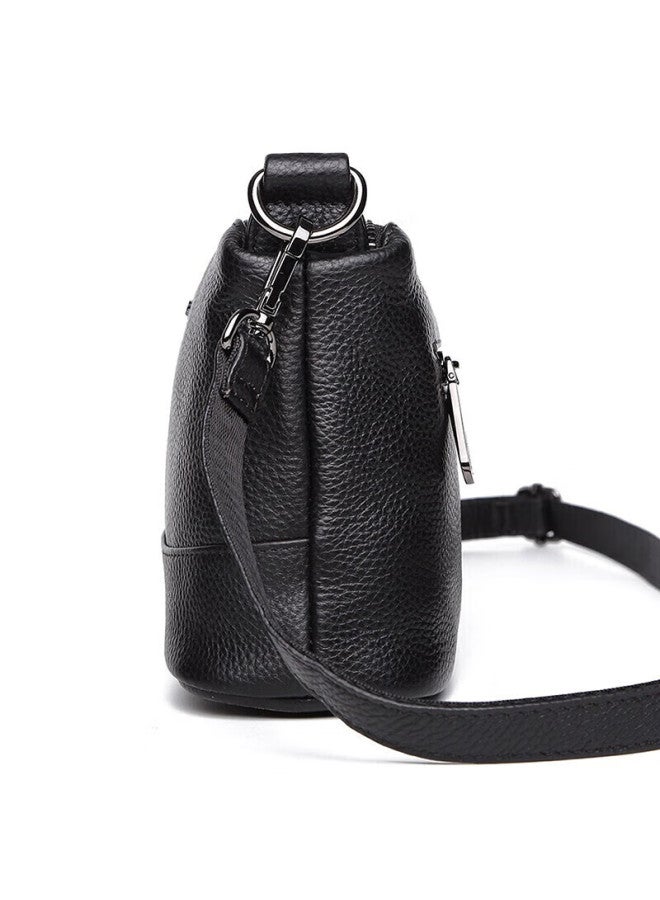 Crocodile Festival Top-grain Leather Women's Casual Crossbody Three-layer Zipper Bag, Simple Shoulder Handbag 1355 - Image 3