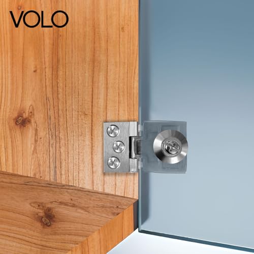Volo® Brass Heavy Glass Hinges for Cabinet Door, Showcase, Cupboard (S.S. Finish) (Pack of 2) - Image 4