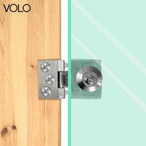 Volo® Brass Heavy Glass Hinges for Cabinet Door, Showcase, Cupboard (S.S. Finish) (Pack of 2) - Image 3