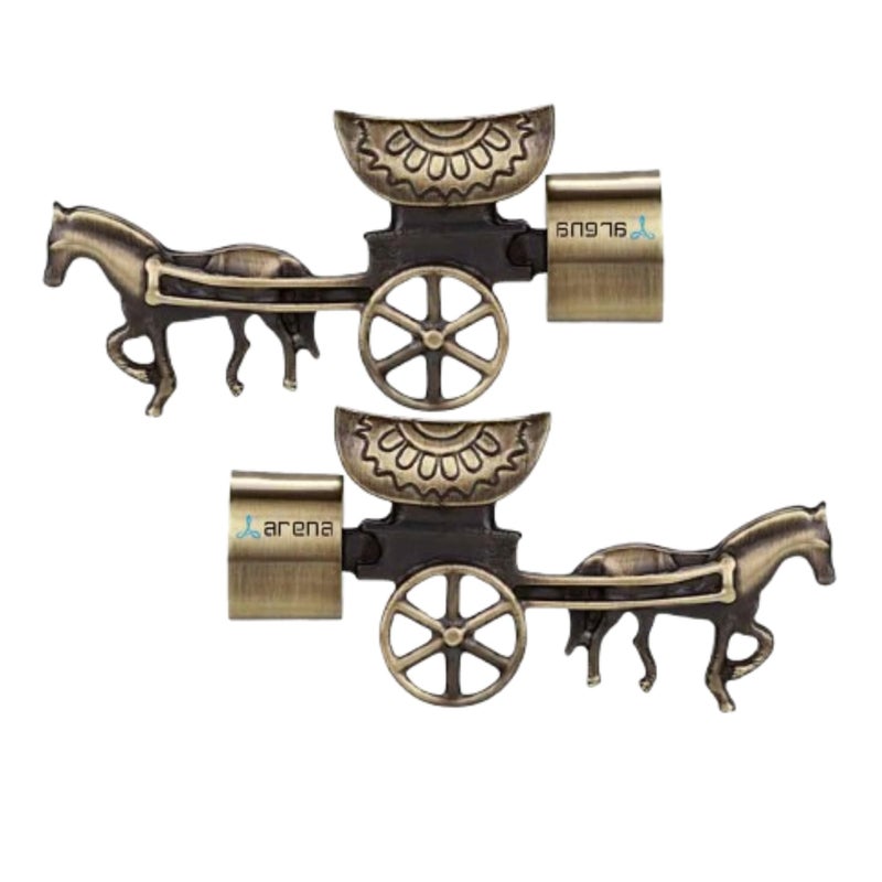 Arena Heavy Designer Aluminum Brass Antique Curtain Holder | Parda Holder for Door and Window 1 Inch Rod Curtain Brackets Set (Pack of 2) - Image 5