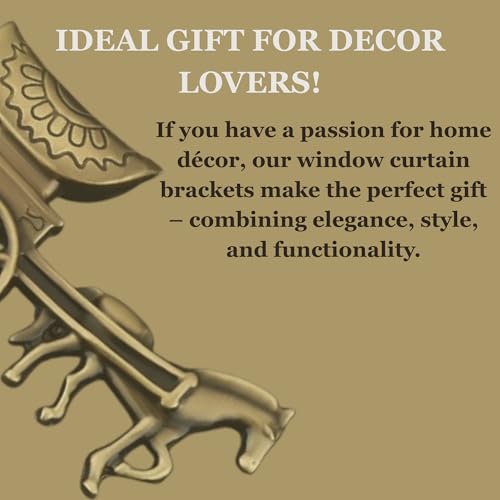 Arena Heavy Designer Aluminum Brass Antique Curtain Holder | Parda Holder for Door and Window 1 Inch Rod Curtain Brackets Set (Pack of 2) - Image 4