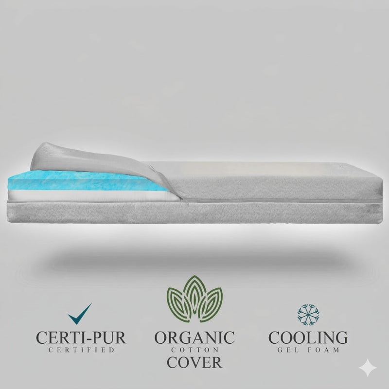 Modera Organic Cotton Dual-Sided Crib Mattress | 2-Stage Premium Memory Foam CertiPUR-US Hypoallergenic Baby Mattress, Firm Support for Infant, Cooling Gel for Toddler, Waterproof Washable Cover, 52x27.5x5.5 - Image 2