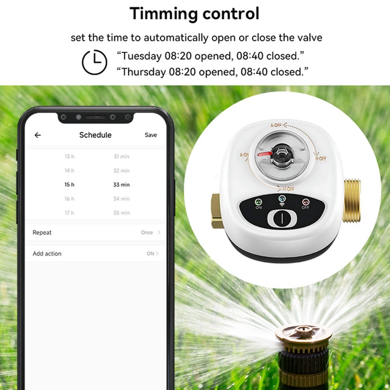 مفتاح ماء EWeLink ZigBee التلقائي، صمام كرة ذكي، مقاوم للماء بحماية IP65، التحكم عن بعد لاسلكي عبر تطبيق، متوافق مع مساعد جوجل و Alexa للتحكم بالصوت

注：原文中“Salute”应为“Alexa”的笔误，已按常见智能语音助手名称修正翻译，若需保留原拼写可改为“متوافق مع مساعد جوجل و Salute للتحكم بالصوت” - Image 5
