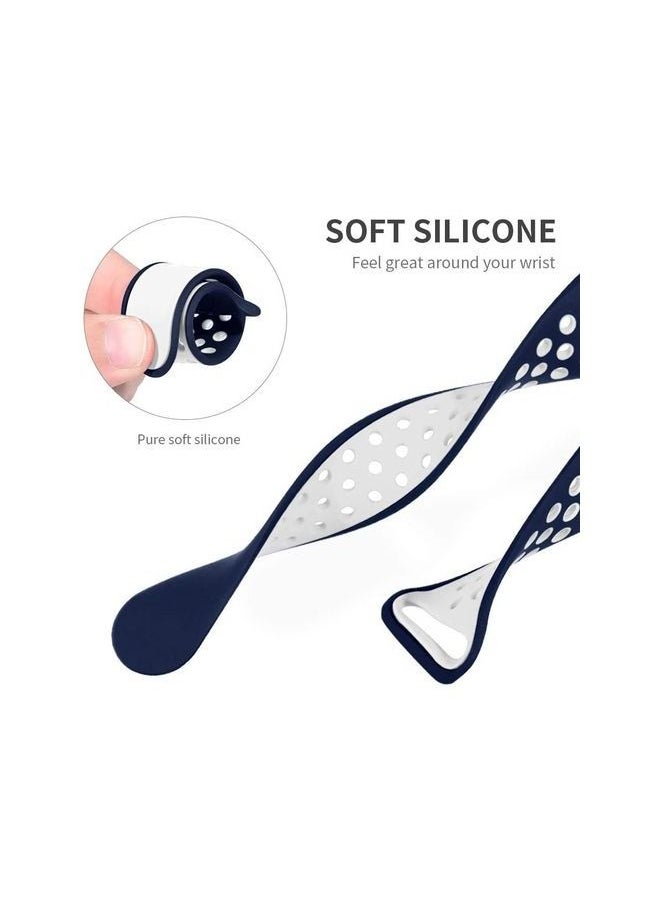 Generic - Soft Silicone Replacement Sports Strap For Apple Watch Series 7 (45mm) - Blue/white - Image 1