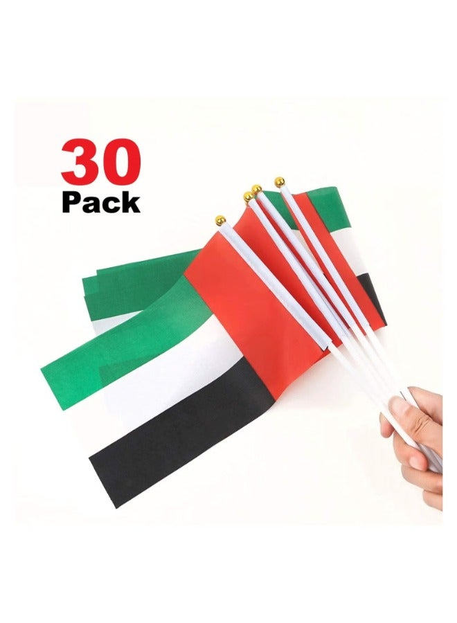 30 قطعة علم الإمارات العربية المتحدة اليد يلوحون مكتب أعلام مزدوجة الوجهين كعكة الإمارات يوم العلم الإمارات العربية المتحدة اليوم الوطني لوازم الحفلات العلم - Image 2