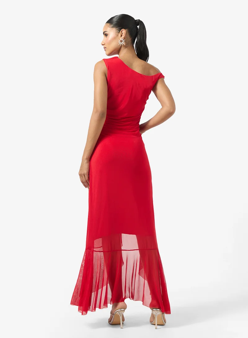 Ginger Drop Shoulder Maxi Dress with Slit