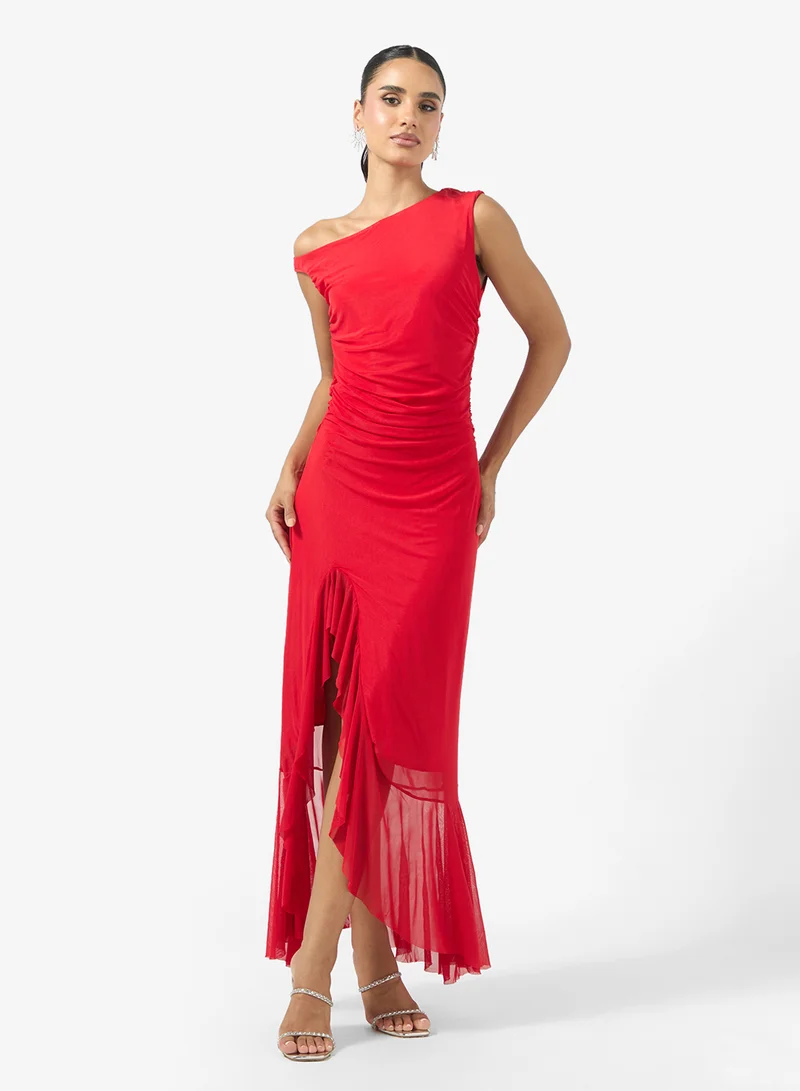 Ginger Drop Shoulder Maxi Dress with Slit