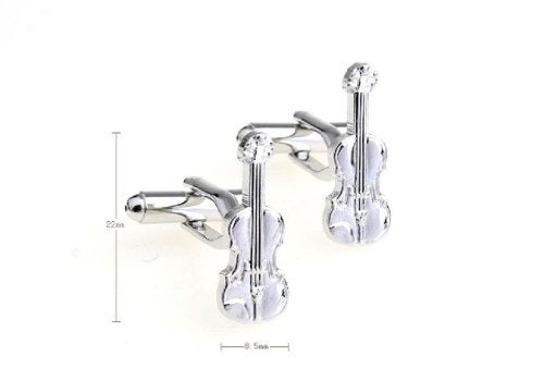 MRCUFF Violin Pair Cufflinks in a Presentation Gift Box & Polishing Cloth - Image 2
