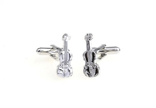 MRCUFF Violin Pair Cufflinks in a Presentation Gift Box & Polishing Cloth - Image 3