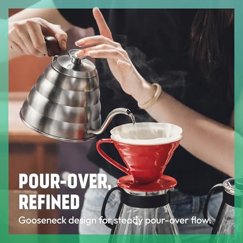 Captain Cranberry Silver Japanese Gooseneck Kettle Stovetop with Thermometer and Insulated Handle (4-piece, 40.6 oz /1200ml), Stainless Steel Pour Over Tea Stovetop Kettle, Precision Pour Kettles Pot - Image 2