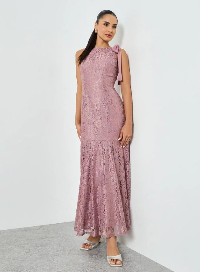 Lilac Lace Sleeveless Mermaid Maxi Dress