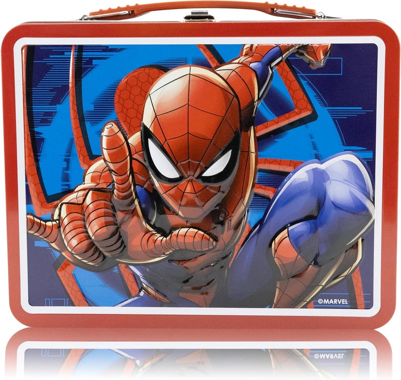 Fast Forward Marvel Spiderman Lunch Box for Kids | Spiderman Tin Lunchbag for Boys, Girls, Unisex | Tin Lunchbox Storage, Toddler Snack Box, Bookbag Accessory | Ages 3+ - Image 1