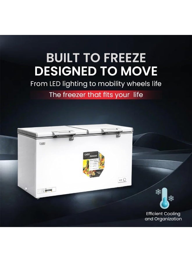 STAR TRACK Chest Freezer 400L Gross 337L Net ST-CFW-400L | Large Capacity Deep Freezer with Hinged Lid & Inner Sliding Glass | -18°C Cooling | R290 Refrigerant | Manual Defrost | Lock, LED, White 400 L ST-CFW-400L White - Image 3