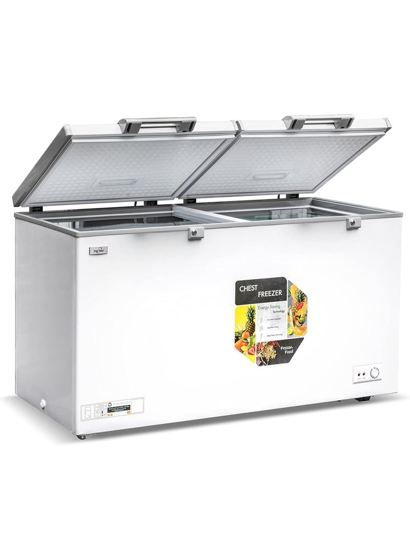 STAR TRACK Chest Freezer 400L Gross 337L Net ST-CFW-400L | Large Capacity Deep Freezer with Hinged Lid & Inner Sliding Glass | -18°C Cooling | R290 Refrigerant | Manual Defrost | Lock, LED, White 400 L ST-CFW-400L White - Image 2
