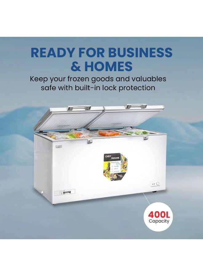 STAR TRACK Chest Freezer 400L Gross 337L Net ST-CFW-400L | Large Capacity Deep Freezer with Hinged Lid & Inner Sliding Glass | -18°C Cooling | R290 Refrigerant | Manual Defrost | Lock, LED, White 400 L ST-CFW-400L White - Image 5