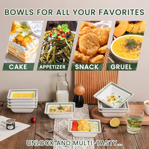 KXZ 【Ceramic Square Dinnerware Set】 6-Piece Include Pasta Plates, Salad Plates & 8 OZ Dinner Bowls - 6 Inch Ceramic Serving Platters for Entertaining - Restaurant Quality Square Plates & Bowls Set - Image 4