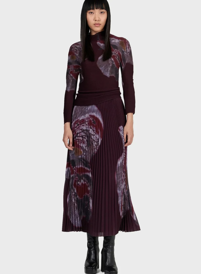 ليم Printed Plisse Top