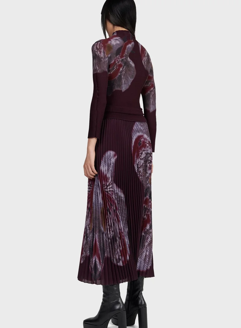 ليم Printed Plisse Top