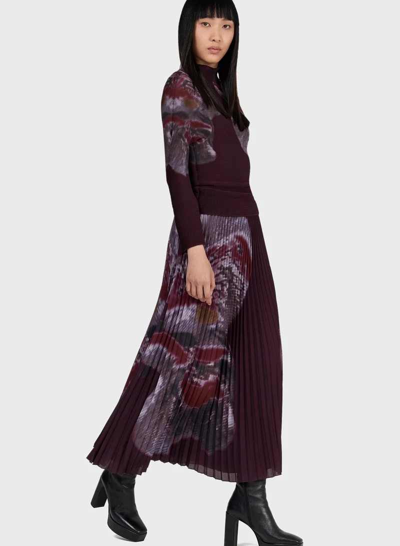 ليم Printed Plisse Top