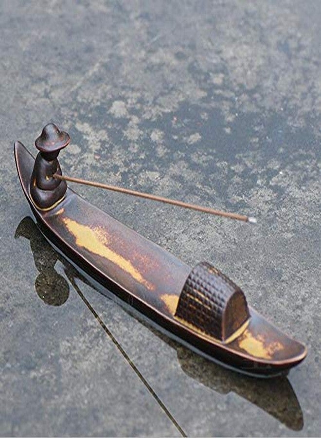 LinaLife Fishing Boat Style Ceramic Incense Holder - Image 1