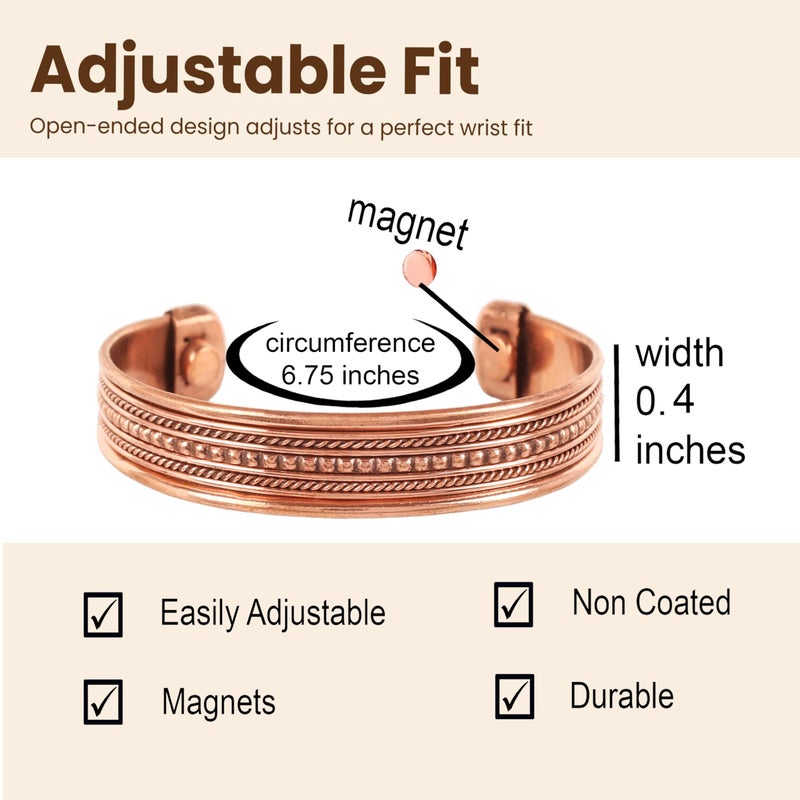 Touchstone Handcrafted By Indian Skilled Artisans Durable High Gauge Copper Hand Twisted Pipe Bracelet In Natural Tone. - Image 5