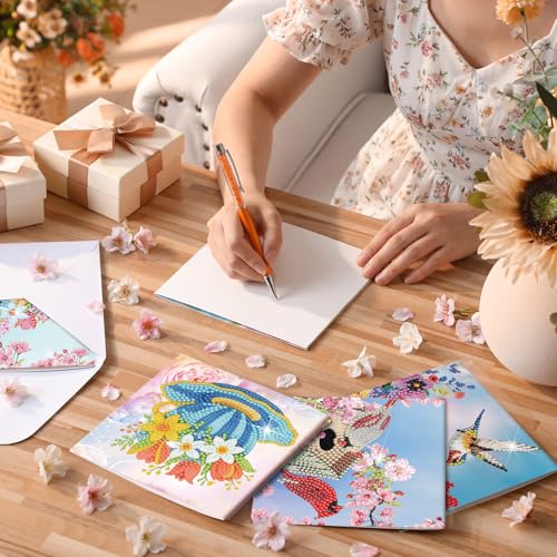 Saillong 12 Pack Spring Diamond Painting Greeting Card Kits Spring Diamond Art Cards with Envelopes Easter Gnome Tulips Flowers 5D Rhinestones Painting Kits for Adults DIY Crafts Family Friend Gifts - Image 2