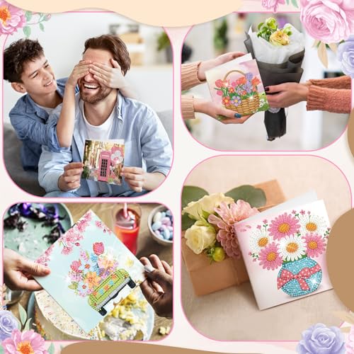 Saillong 12 Pack Spring Diamond Painting Greeting Card Kits Spring Diamond Art Cards with Envelopes Easter Gnome Tulips Flowers 5D Rhinestones Painting Kits for Adults DIY Crafts Family Friend Gifts - Image 5