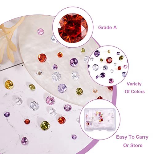 BB Beadthoven Beadthoven 80pcs 4size Mini Crystal Cubic Zirconia Stone Cabochons Faceted Pointed Back Rhinestone Loose Beads Mixed Color for DIY Jewelry Making Embellishment - Image 2