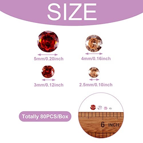 BB Beadthoven Beadthoven 80pcs 4size Mini Crystal Cubic Zirconia Stone Cabochons Faceted Pointed Back Rhinestone Loose Beads Mixed Color for DIY Jewelry Making Embellishment - Image 3