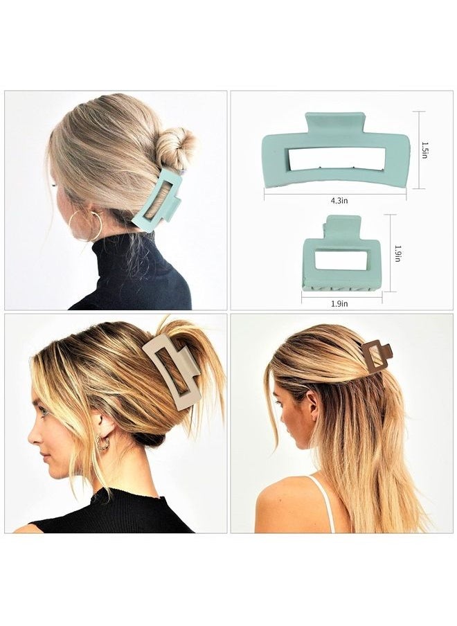 79STYLE 79Style 6Pcs Hair Clips For Women Large Medium Claw Clips Square Hair Claw Clips For Thick Hair Banana Clips For Hair Small Strong Hold Hair Styling Accessories For Girls (Ocean)  - Image 3