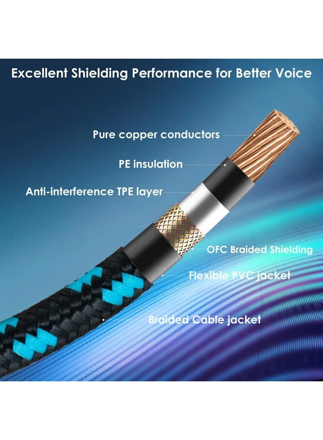 CeMeow Guitar Cable 6ft 1/4 Inch Guitar Cord Straight to Right Angle Instrument Cable with Braided Tweed and Anti-Kinking Design for Guitar Bass Amp, Black & Blue - Image 2