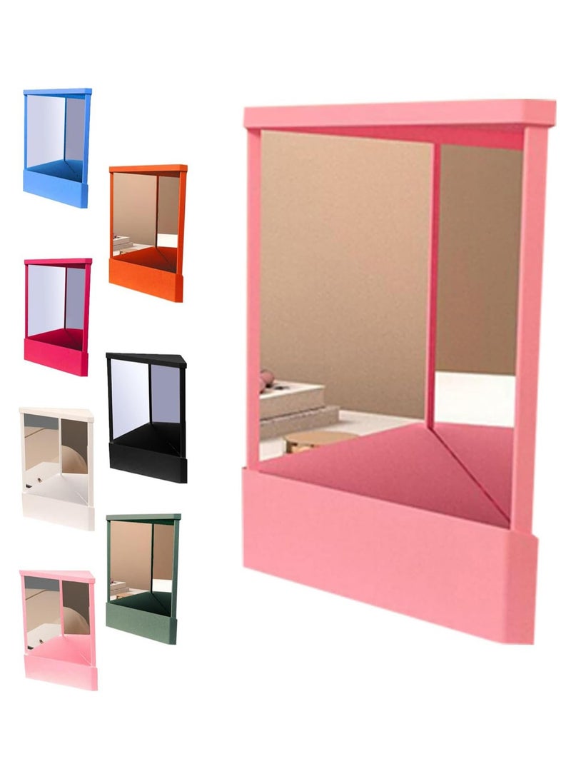 مرآة محمولة بدون مرآة غير عاكسة - سطح زجاجي مصقول بالزيت، مرآة سطح مكتب بتصميم ساحلي للمكياج والعناية الشخصية، لا تحتاج إلى بطارية، خالية من العطور، لون وردي - Image 1