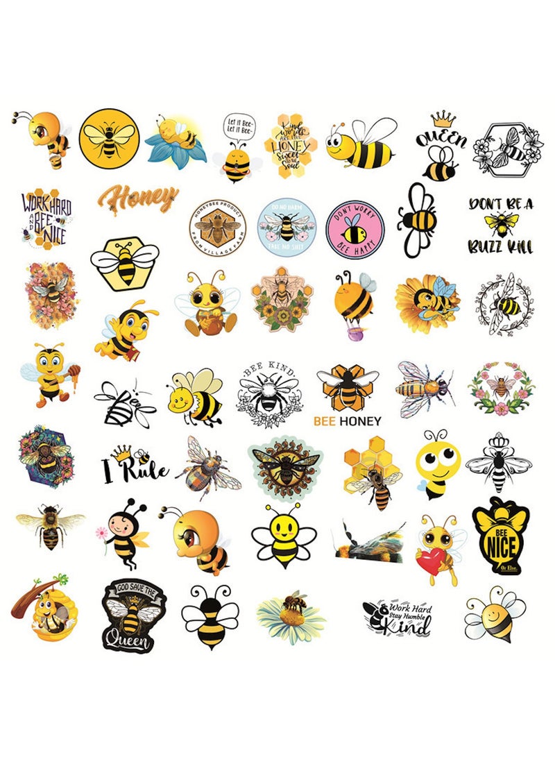 قوس قزح أورينبو 50 قطعة من ملصقات النحل اللطيفة للأطفال، ملصقات نحل العسل، ملصقات فينيل كرتونية مضحكة لزجاجات المياه والسيارات وسجلات القصاصات والهواتف والمظاريف وأجهزة الكمبيوتر المحمولة والدراجات والأمتعة - Image 2