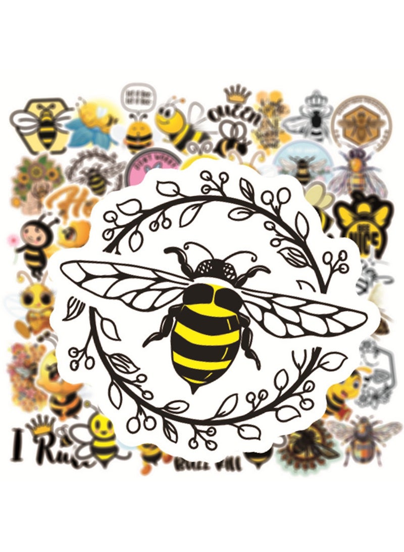 قوس قزح أورينبو 50 قطعة من ملصقات النحل اللطيفة للأطفال، ملصقات نحل العسل، ملصقات فينيل كرتونية مضحكة لزجاجات المياه والسيارات وسجلات القصاصات والهواتف والمظاريف وأجهزة الكمبيوتر المحمولة والدراجات والأمتعة - Image 3
