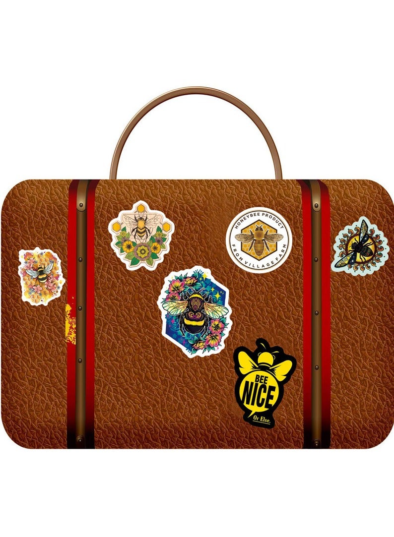 قوس قزح أورينبو 50 قطعة من ملصقات النحل اللطيفة للأطفال، ملصقات نحل العسل، ملصقات فينيل كرتونية مضحكة لزجاجات المياه والسيارات وسجلات القصاصات والهواتف والمظاريف وأجهزة الكمبيوتر المحمولة والدراجات والأمتعة - Image 5