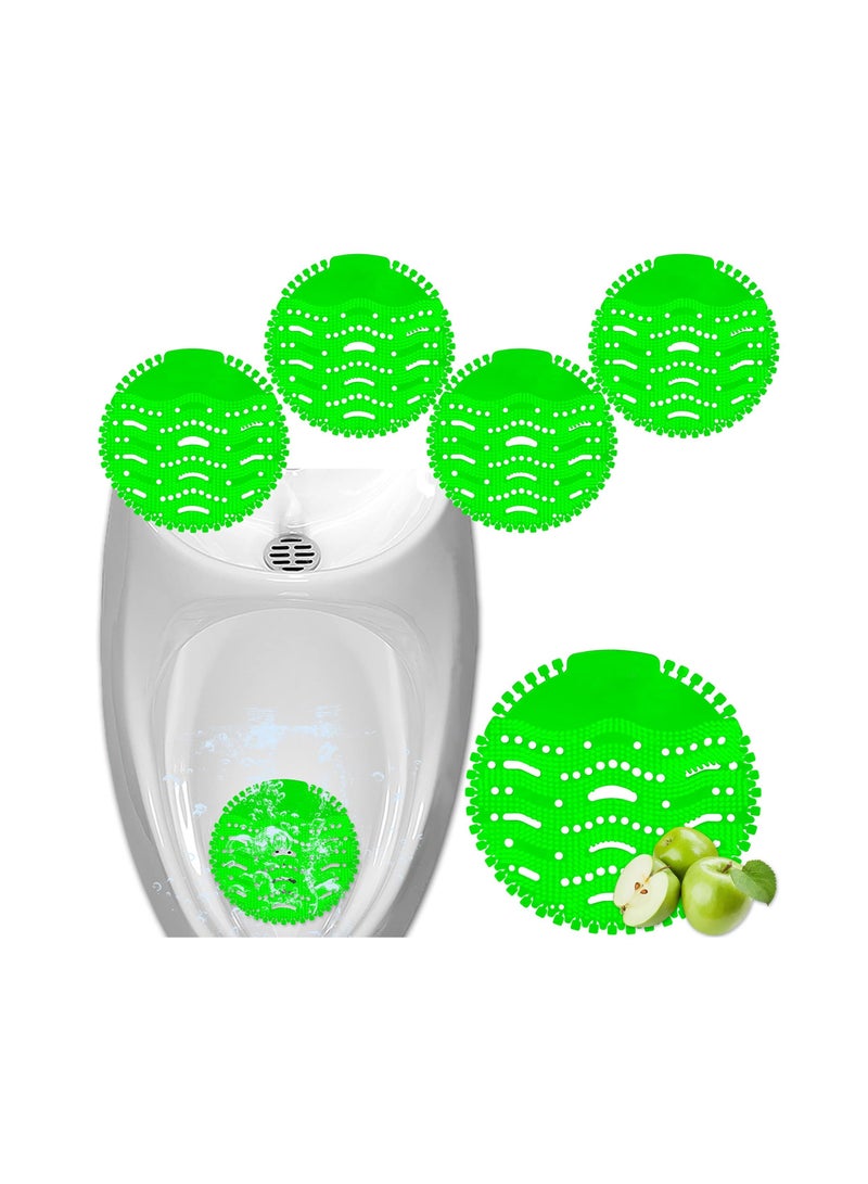 كابتن تيك Scented Urinal Screens Deodorizer with Anti Splash Bristles 5 Pack Men Bathroom Waterless Toilet for Public Restrooms and Fits Most Brand Urinals Green - Image 1