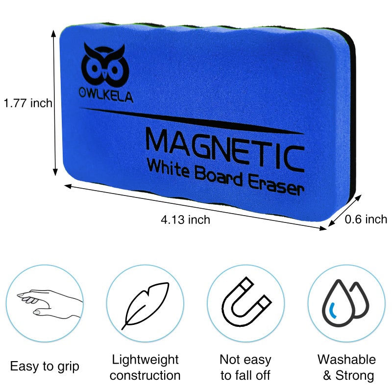 OWLKELA Dry Erase Erasers, Magnetic Whiteboard Erasers 8 Pack, Magnetic Dry Erasers for White Board, White Board Markers Dry Erase, Ideal for Classroom, Home, Office - Image 2
