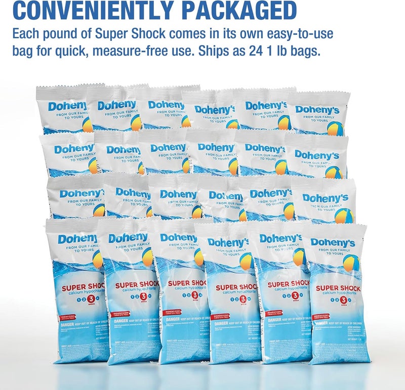 Dohenys Super Pool Shock | Pro-Grade Chlorine Shock, Quick-Dissolving, Fast-Acting 68% Cal-Hypo Granular Pool Shock | 24 x 1lb Bags, Proudly Made in The USA - Image 5