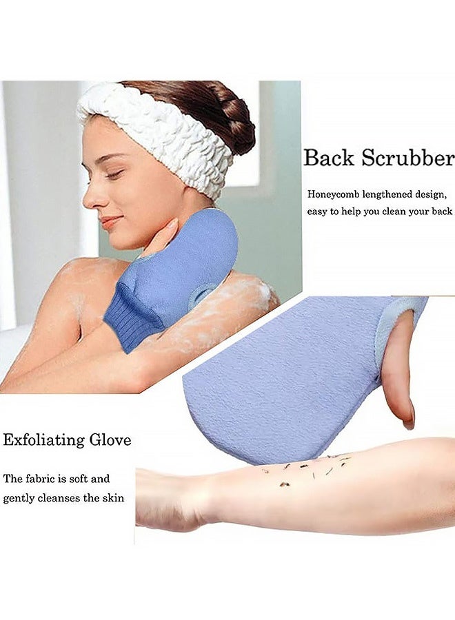 6 Pcs Back Scrubber Bath Set Extra Long Exfoliating Washcloth Double-Sided Glove Bath Loofah Sponge Pink Blue Bathing Tools for Couples Family Daily Shower Spa Day Travel Post Workout Cleanse - Image 4