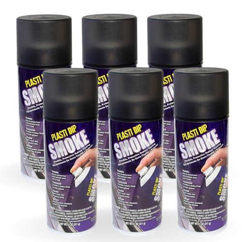 Plasti Dip Smoke 11 oz – Translucent Black-Gray Peelable Coating for Customization – Buildable Lens Tint Spray – Adjustable Shade from Gray to Black – Compatible Colors (6 Pack) - Image 1