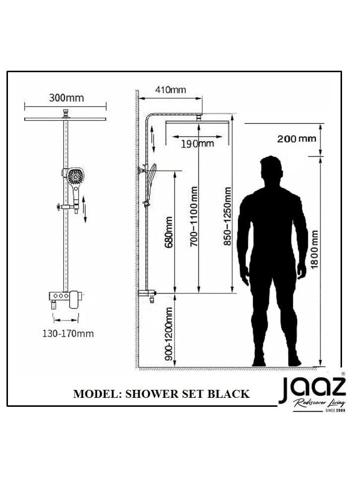 Jaaz Jaaz Shower Set Black 12 Rainfall shower head WallMount matte Black Finish 3Function Hand Shower for Modern Bathrooms  - Image 4