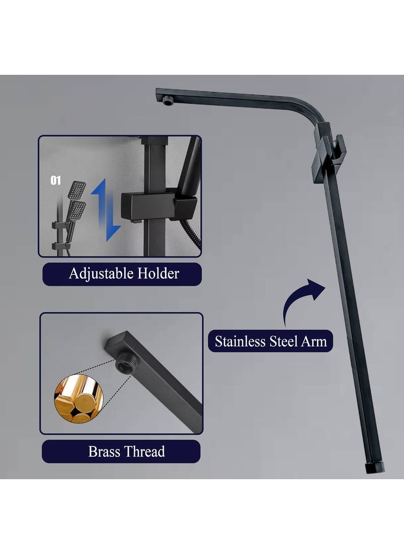 Jaaz Jaaz Shower Set Black 12 Rainfall shower head WallMount matte Black Finish 3Function Hand Shower for Modern Bathrooms  - Image 5