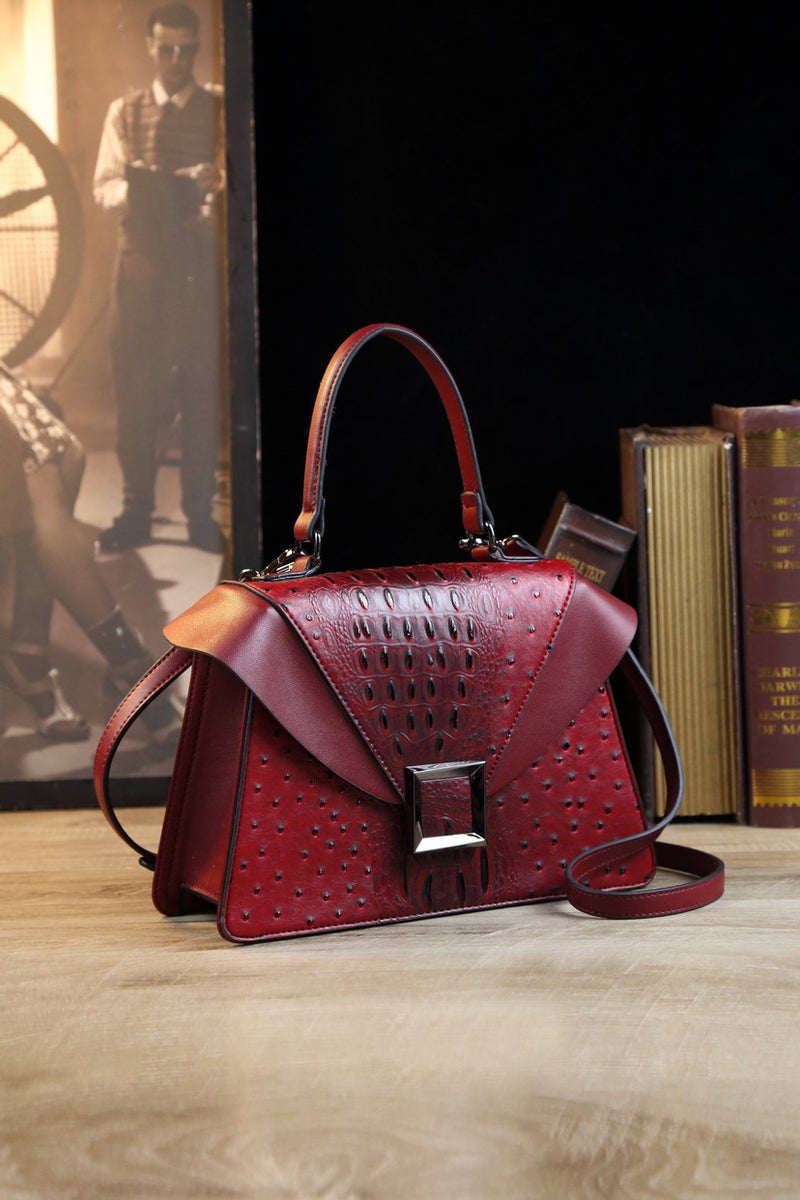 Fashion Crocodile Style Women'S Bag Elegant Ostrich Style Hand Wings Bag All-Match Crossbody Middle-Aged Mother Soft Leather Hand Bag - Image 1
