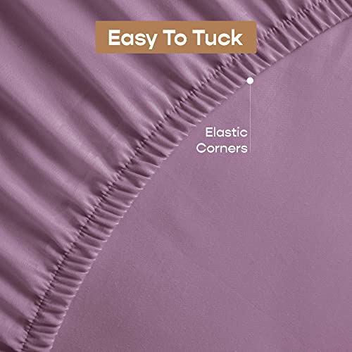 SleepyCat 200TC Percale Fitted Sheets with 2 Pillowcases | 100% Breathable Cotton Bedsheet | Cool & Crsip Feel | 360° Elastic Grip for Easy Tuck| Purple Panther, Queen Size, 78x60 Inch - Image 4