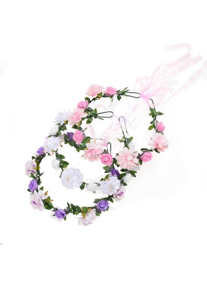 Vividsun - Wedding Hair Wreath Floral Garland Crown Headpiece Adjustable Rose Flower Crown (3 Pcs) - Image 1