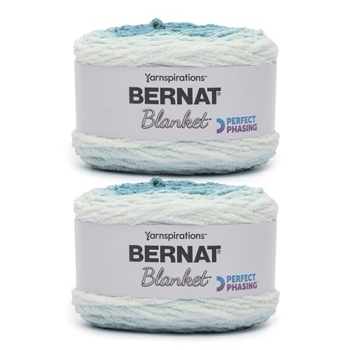 Bernat Blanket Perfect Phasing DEEP Teal Cake Yarn - 2 Pack of 10.56oz/299.37g - 100% Polyester - #6 Super Bulky - 220 Yards for Knitting, Crocheting, Crafts & Amigurumi - Image 1