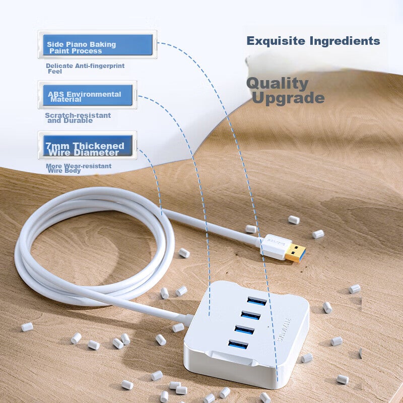SAMZHE USB 3.0 Hub, High-Speed 4-Port Expansion Dock, USB Hub Expander, Laptop Multi-Port Converter Adapter Extension Cable 1.5 Meters HUB01 - Image 3
