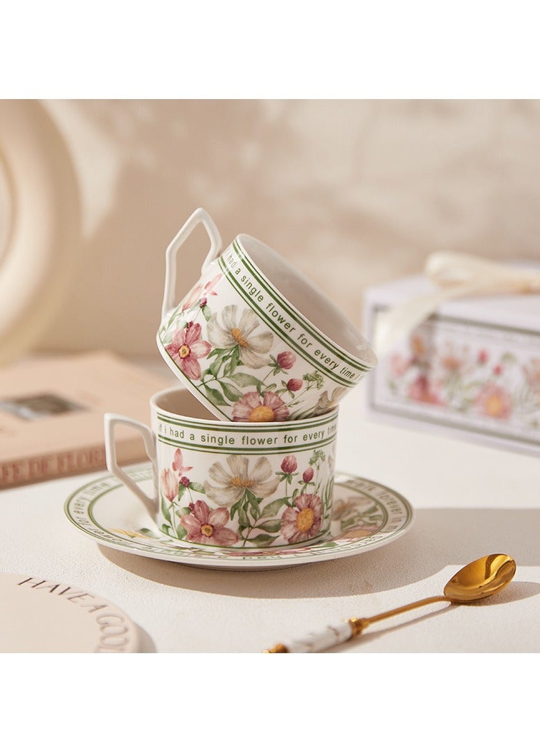French Vintage Afternoon Tea Cups for Home Use Light Luxury Floral Ceramic Coffee Mug and Saucer Sets with Gift Box for Friend's Birthday Gift Espresso Cup Mugs Set China Teacup for Party for Mother's Day  - Image 5